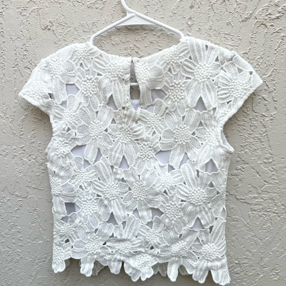 Monica Osejo crochet lace ivory top small - Picture 3 of 4